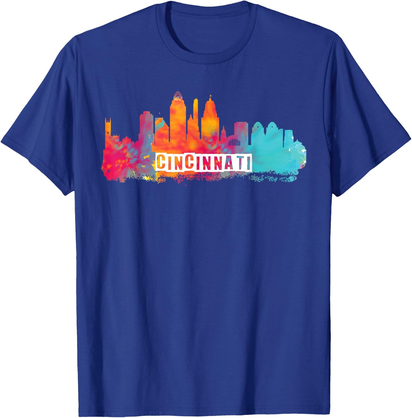 Cincinnati Ohio Watercolor Skyline State Pride Shirt T-Shirt - T-Shirt | Royal