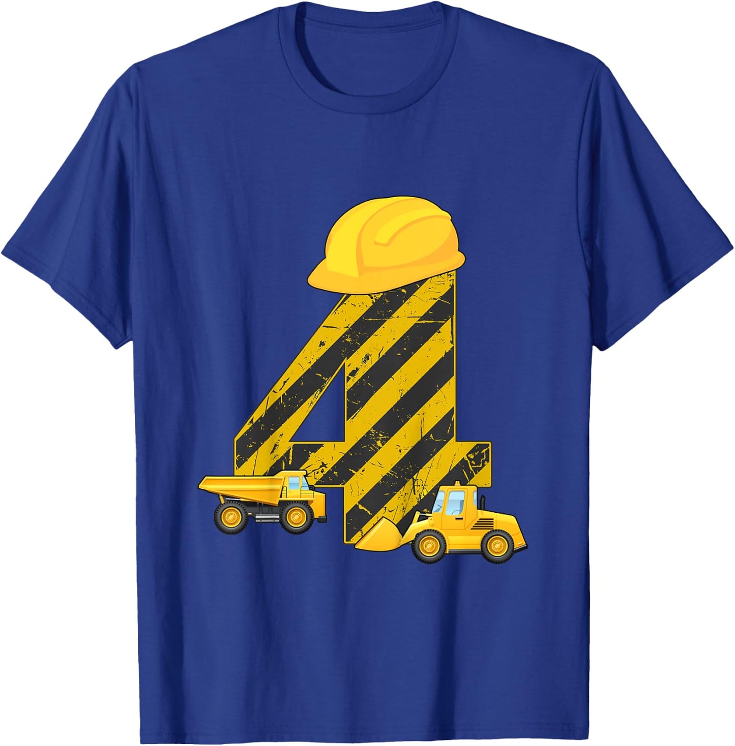 4th Birthday Digger I 4 Years Builder Excavator Gift T-Shirt - T-Shirt | Royal