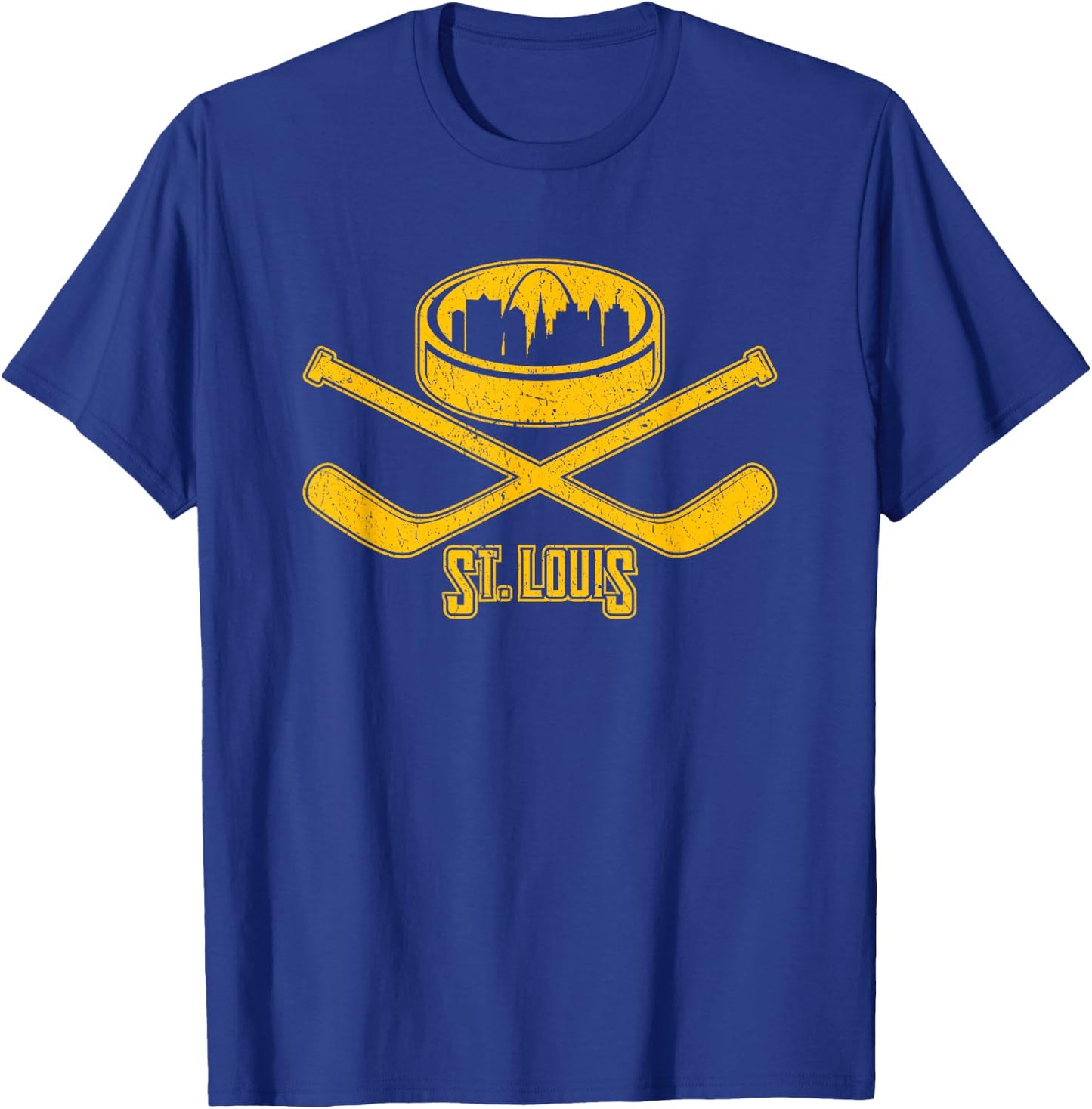 Vintage St. Louis Missouri Skyline Style Hockey Retro T-Shirt - T-Shirt | Royal