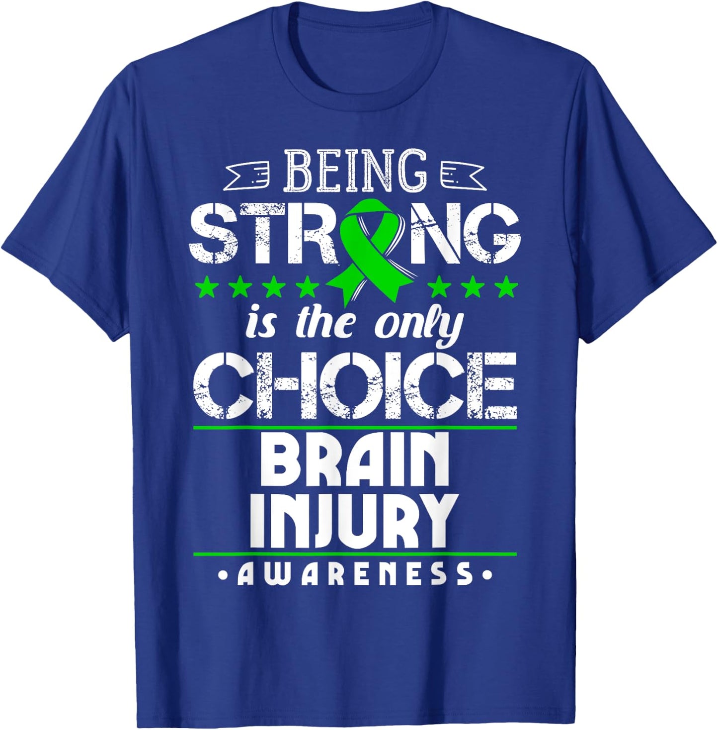 Brain Trauma Gift TBI Intracranial Injury Awareness Ribbon T-Shirt - T-Shirt | Royal