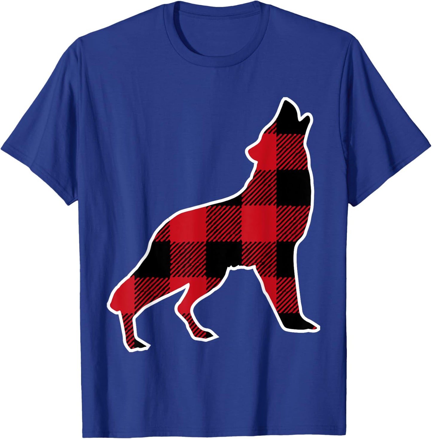 Wolf Family | Red Plaid Buffalo Matching Family Pajama T-Shirt - T-Shirt | Royal