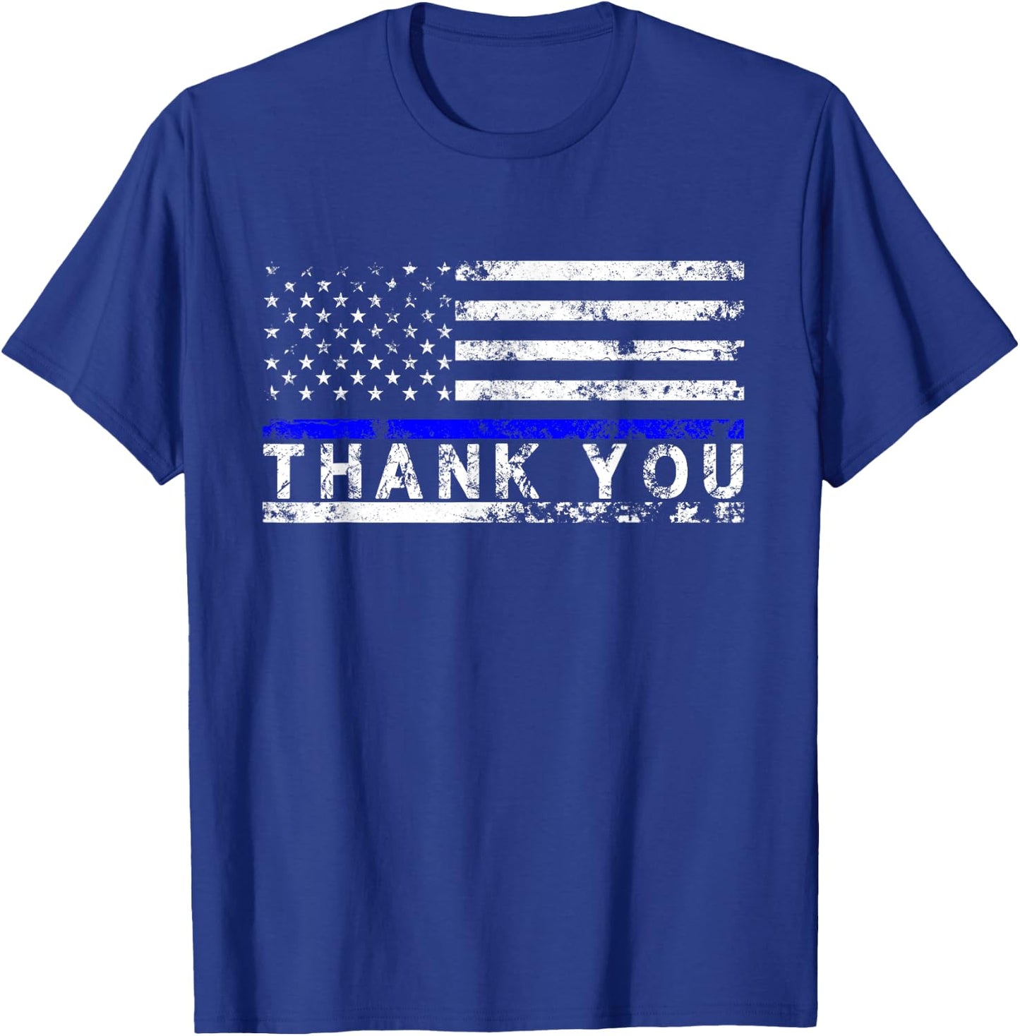 Police Thin Blue Line Flag - Thank You T-Shirt - T-Shirt | Royal
