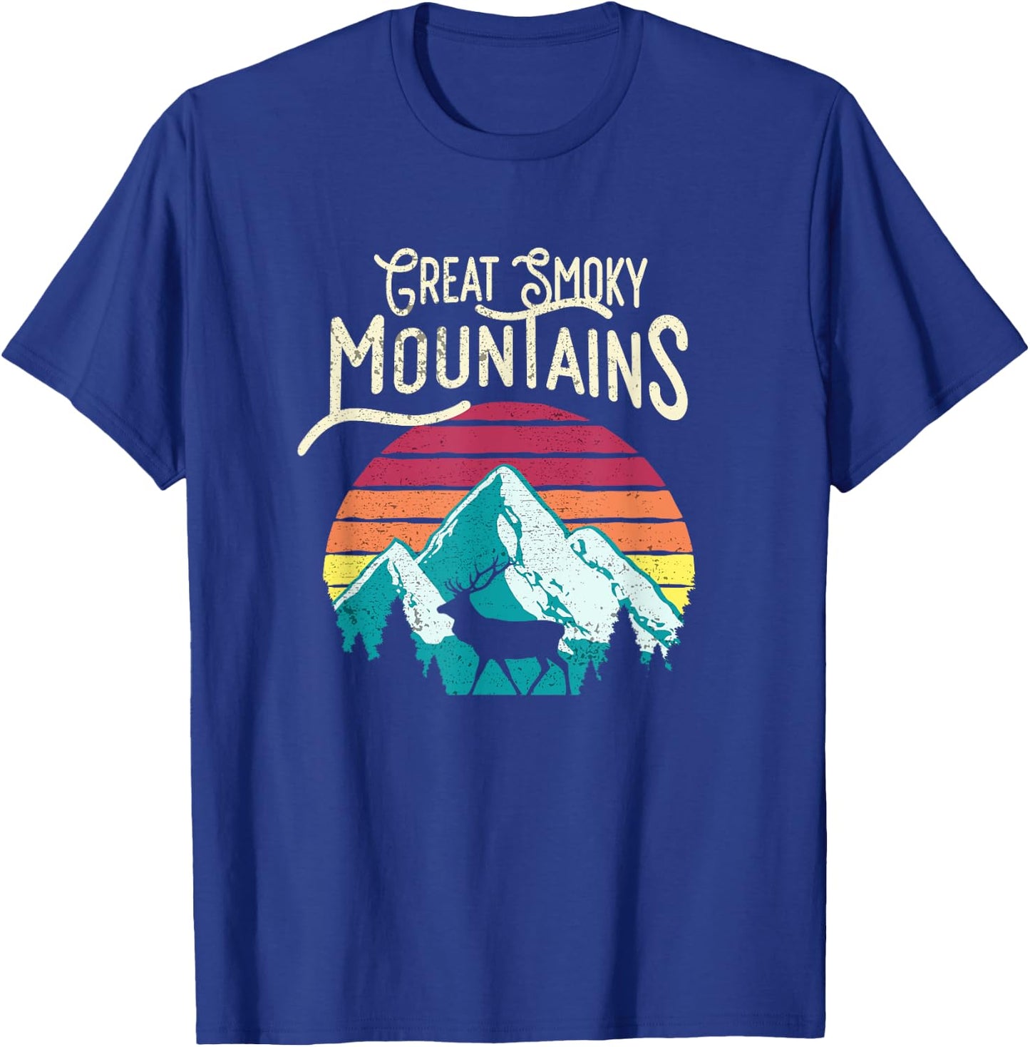 Retro Great Smoky Mountains National Park Elk T-Shirt - T-Shirt | Royal