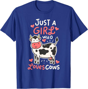Cow Just A Girl Who Loves Cows Farmer Butcher Milk T-Shirt - T-Shirt | Royal
