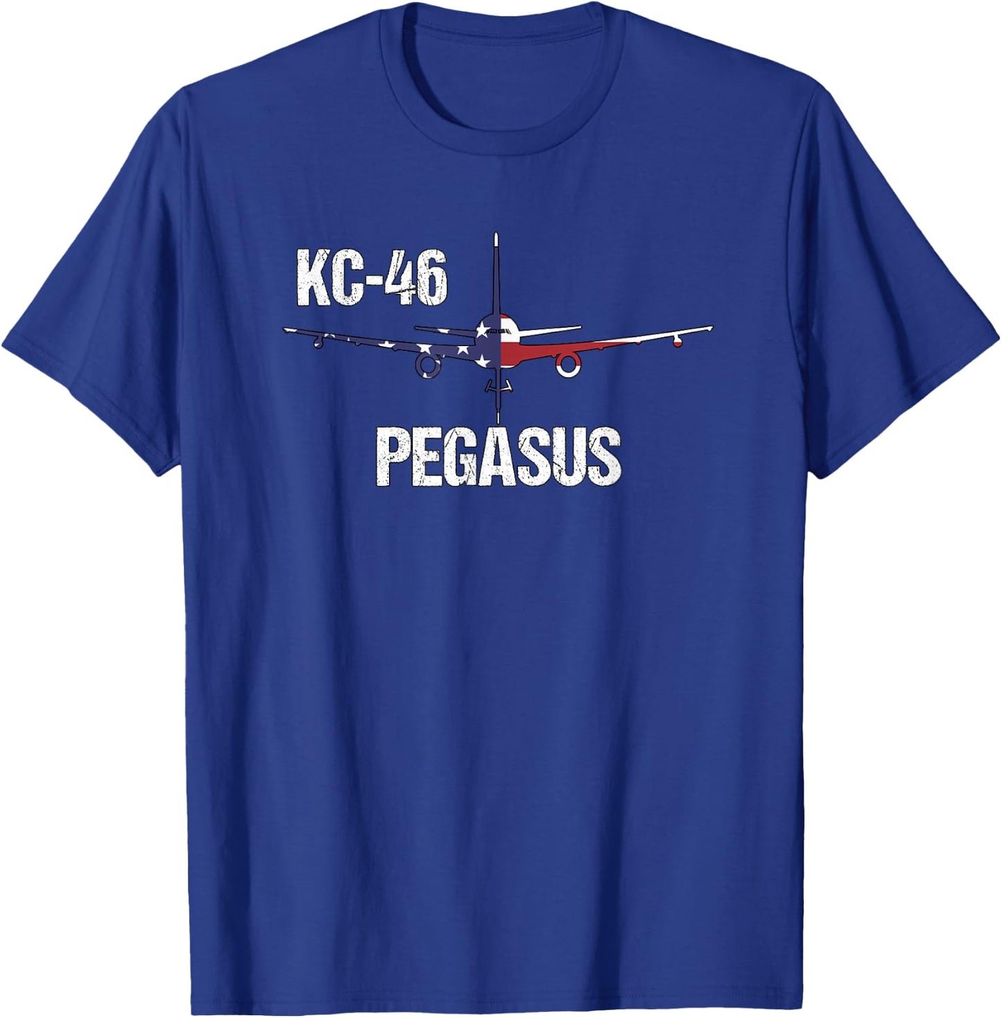 KC46 Pegasus Air Force Pilot- American Flag Funny Aviation Women Kids Men T-Shirt - T-Shirt | Royal