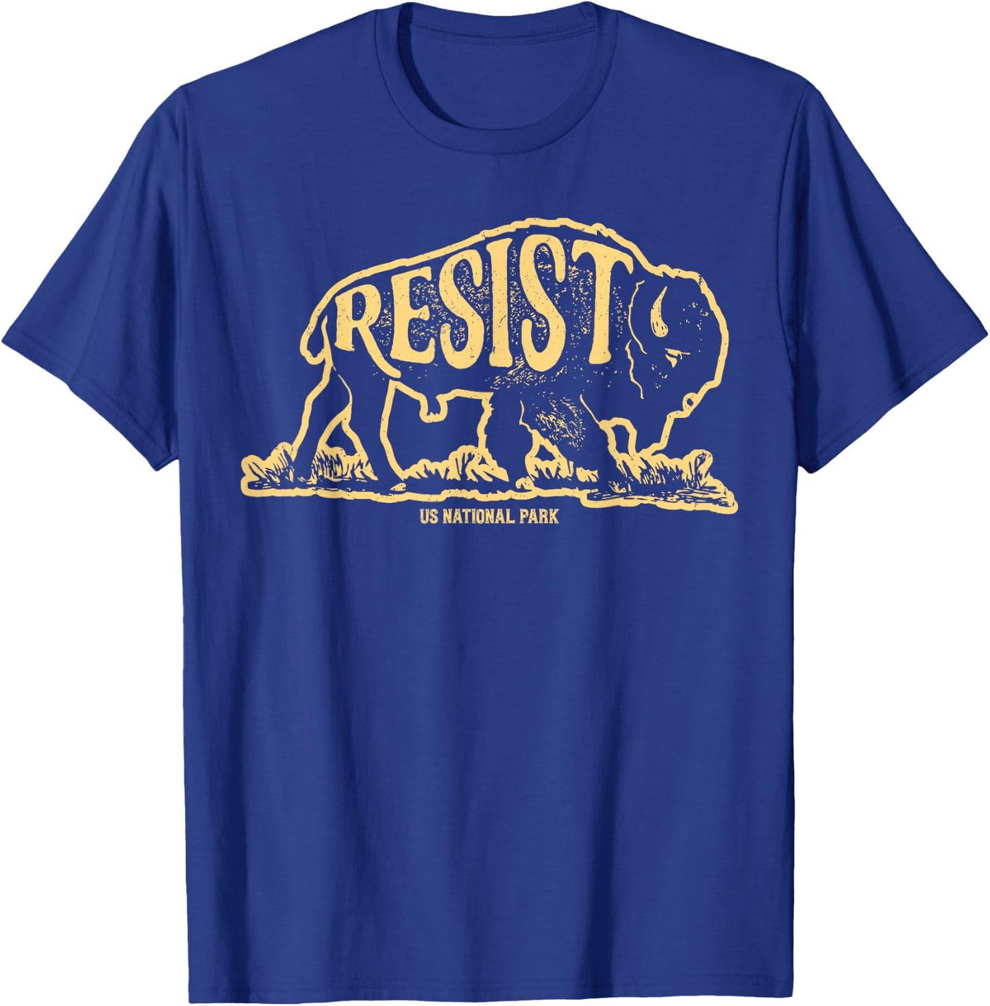ALT US National Park Resist Service Bison Buffalo Vintage T-Shirt - T-Shirt | Royal