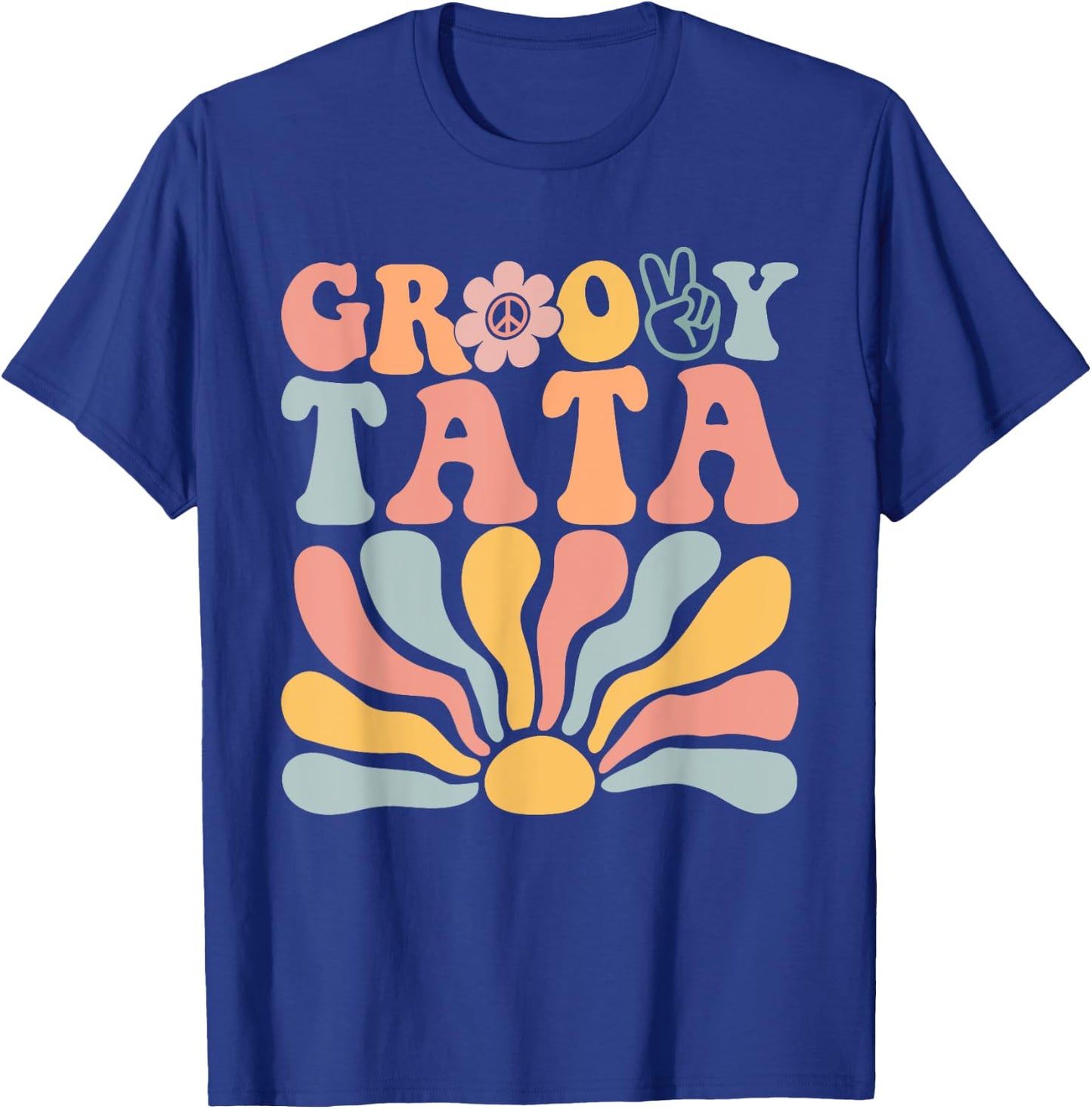 Groovy Retro Tata Matching Family 1st Birthday Party T-Shirt - T-Shirt | Royal