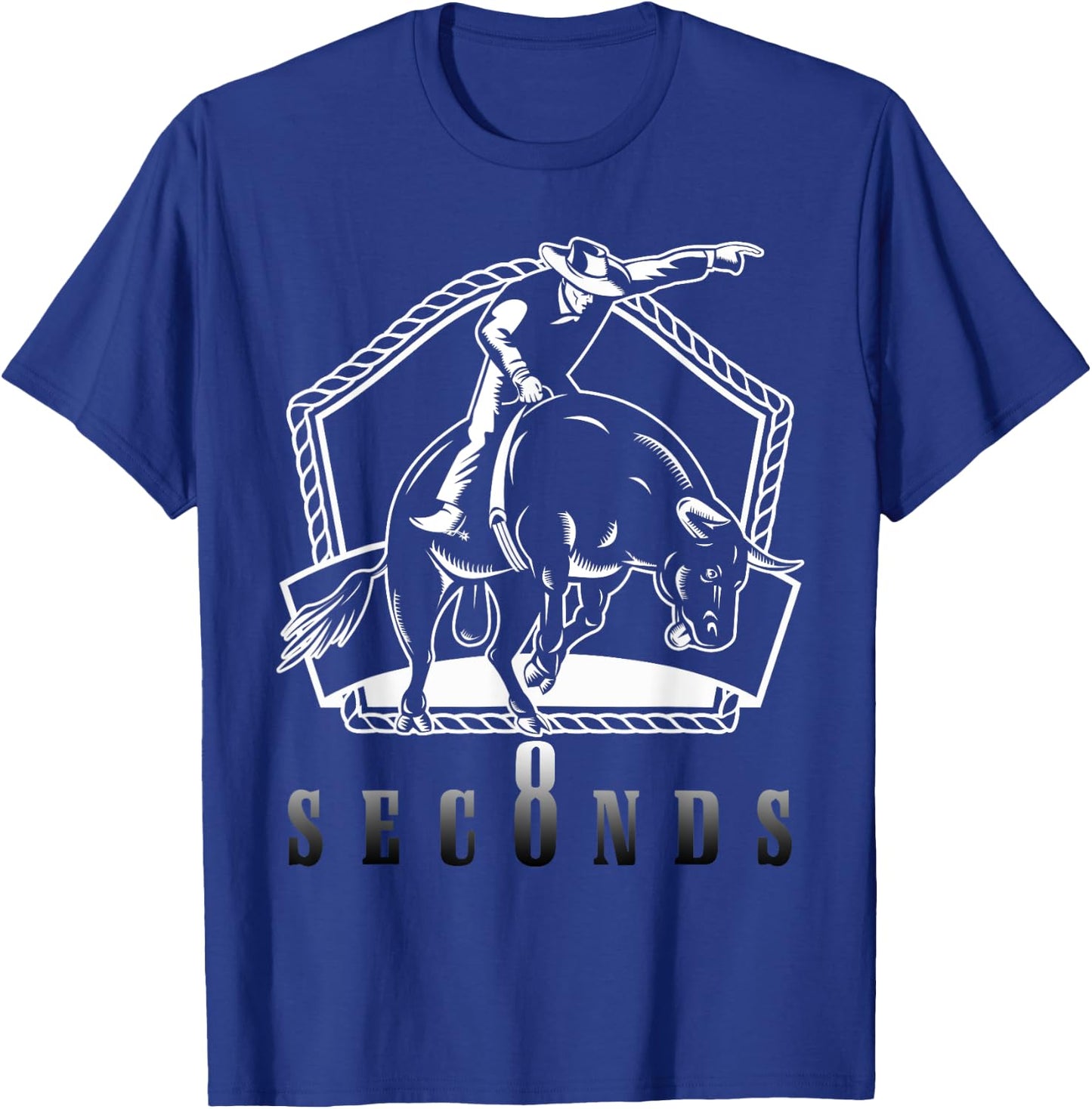 Cowboy Bull Riding Ask Me In Eight Seconds Western Rider T-Shirt - T-Shirt | Royal