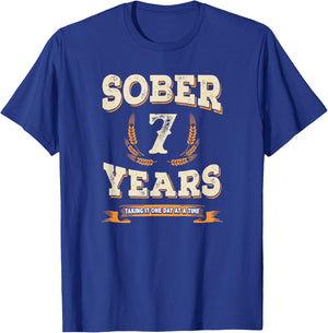 Clean and Sober Anniversary Gifts 7 Years Sobriety Shirt T-Shirt - T-Shirt | Royal