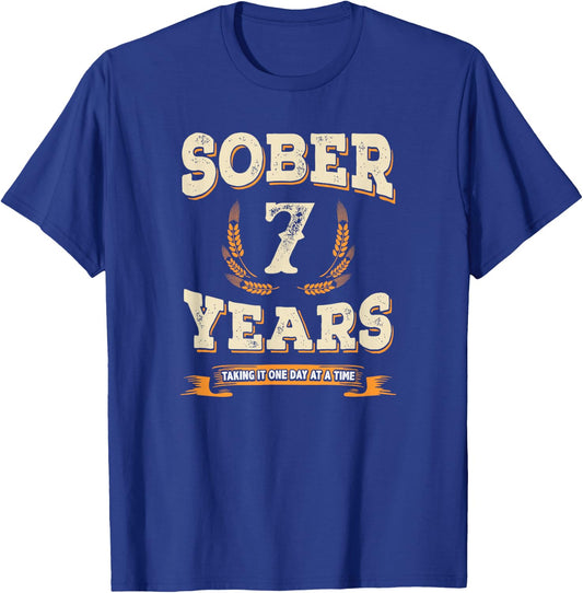 Clean and Sober Anniversary Gifts 7 Years Sobriety Shirt T-Shirt - T-Shirt | Royal
