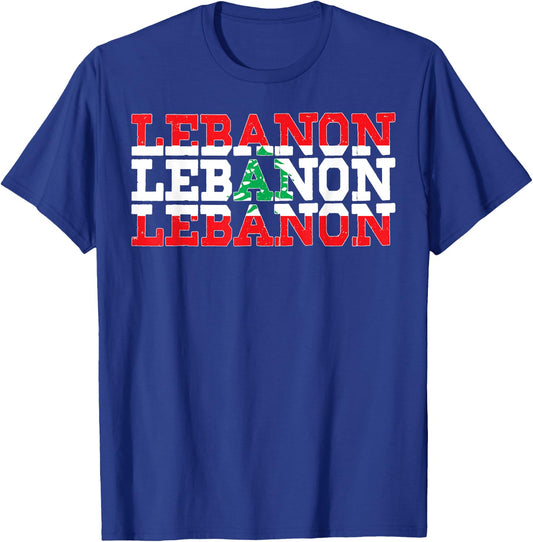 LEBANON | Lebanese Flag Sports Lovers T-Shirt - T-Shirt | Royal
