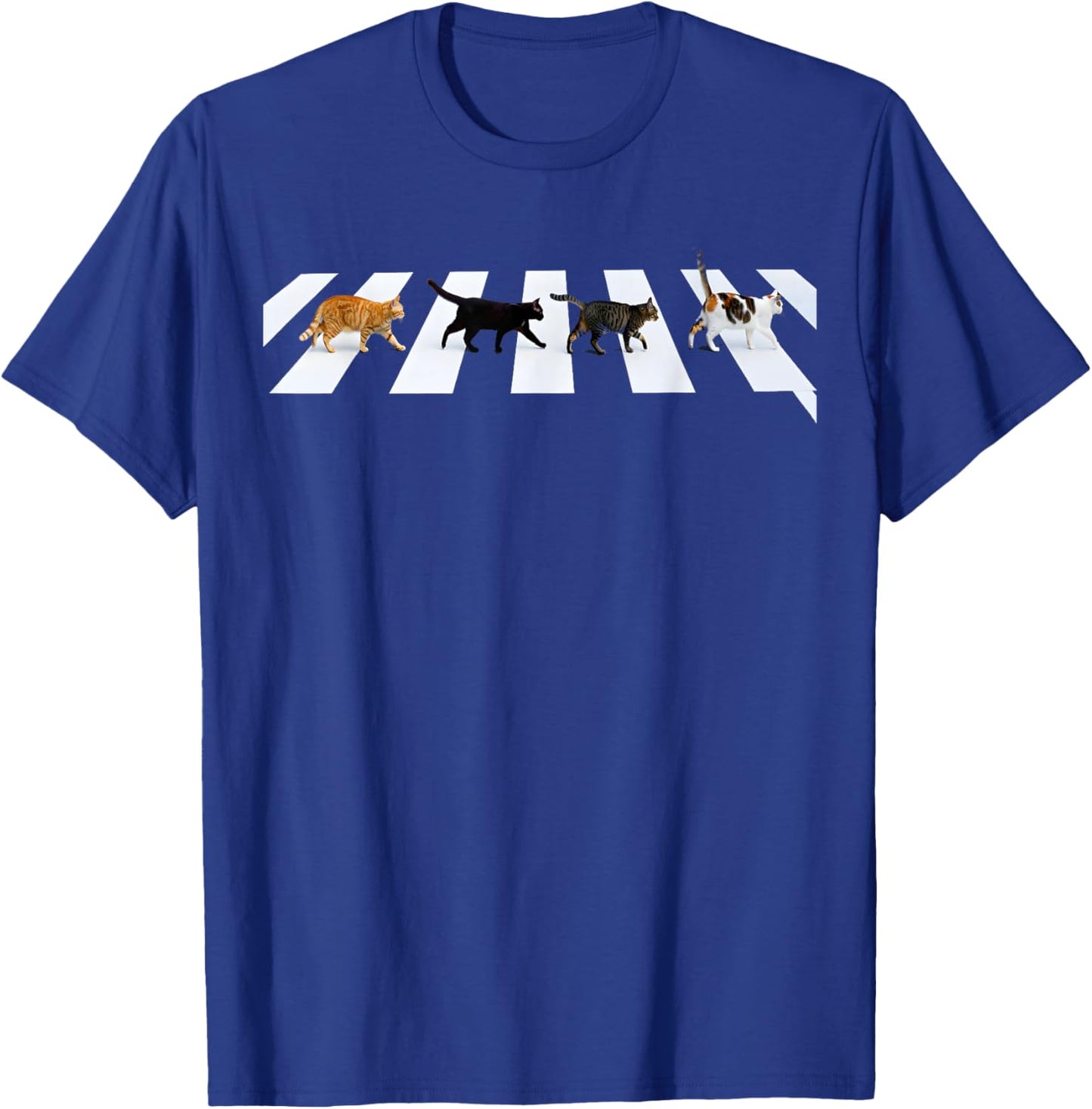 Cat Crosswalk Parody - Colorful Cats Crossing Road Funny T-Shirt - T-Shirt | Royal