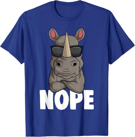 Funny Rhino Apparel & Gift Ideas -Kids, Women Classic Fit Black Cartoon Animal T-Shirt - T-Shirt | Royal