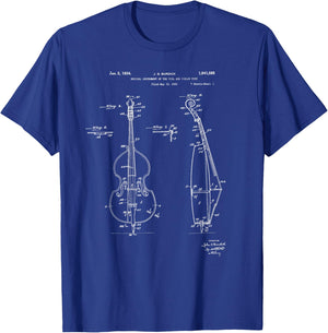Vintage Patent Print 1934 Double Bass Player T-Shirt - T-Shirt | Royal