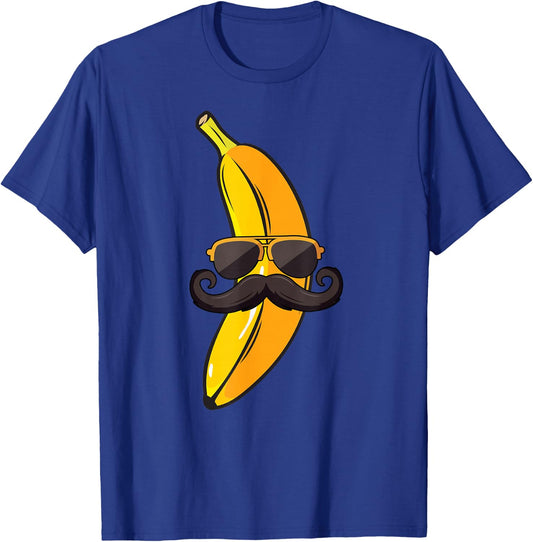 Banana Mustache Sunglasses Face Funny Fruit Cool Banana T-Shirt - T-Shirt | Royal