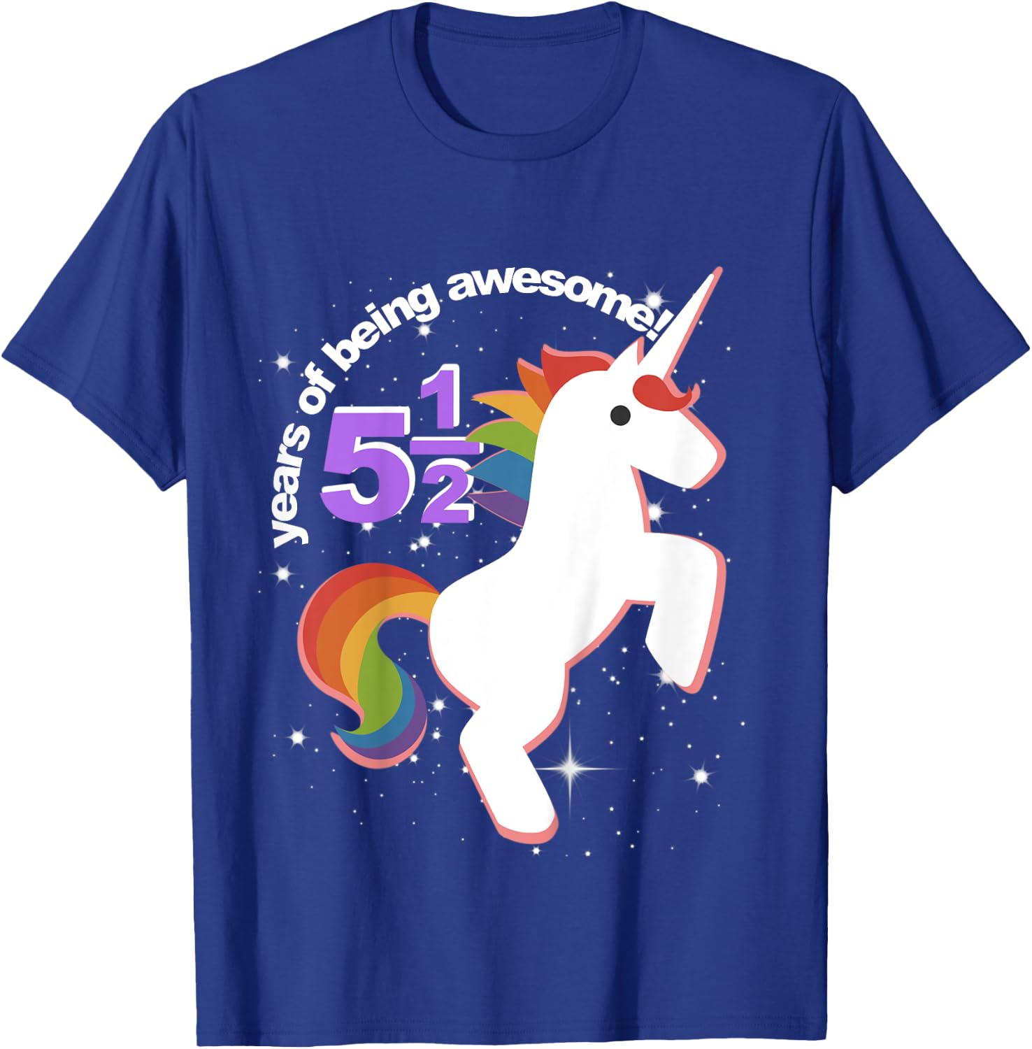 Girls Half Birthday Unicorn Shirt 5.5 5 and Half Years 5th T-Shirt - T-Shirt | Royal