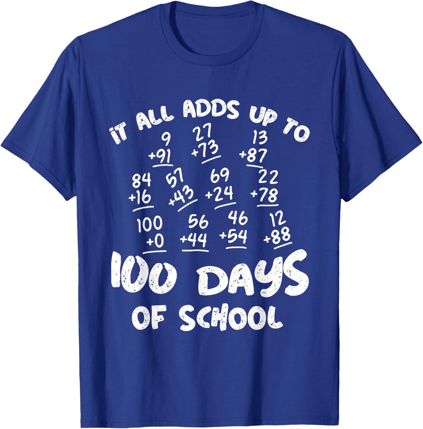 100 Days Of School Math Addition Formula 100th Day School T-Shirt - T-Shirt | Royal