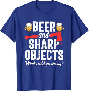 Axe Throwing Dad Funny Beer Hatchet Lumberjack Hobby T-Shirt - T-Shirt | Royal
