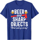 Axe Throwing Dad Funny Beer Hatchet Lumberjack Hobby T-Shirt - T-Shirt | Royal
