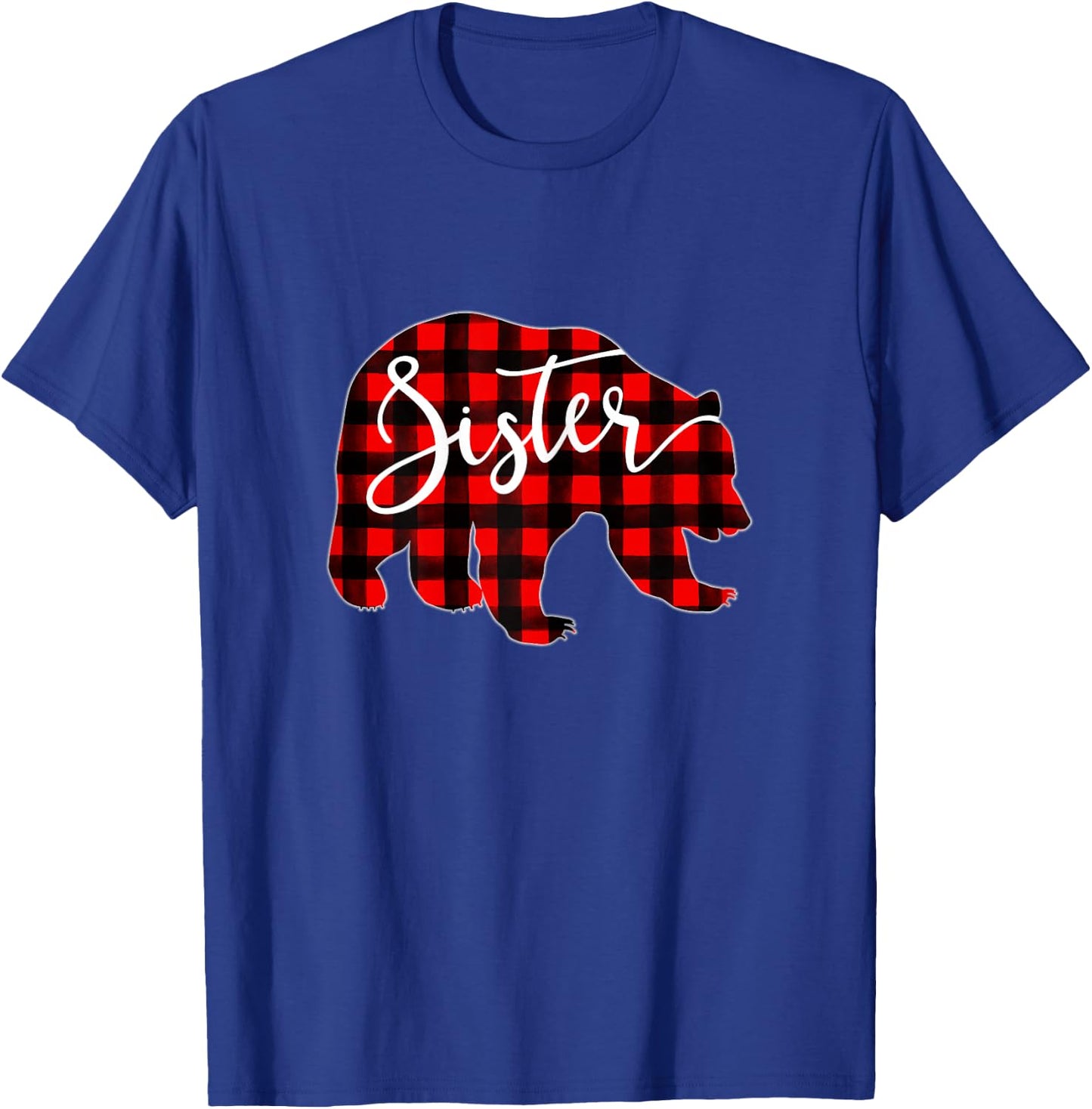 Red Plaid Sister Bear Matching Family Christmas Eve Buffalo T-Shirt - T-Shirt | Royal