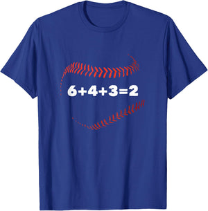6+4+3=2 Double Play Baseball Player Funny Baseball Saying T-Shirt - T-Shirt | Royal