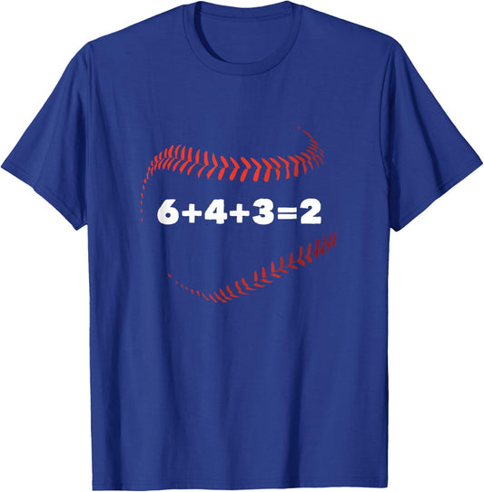 6+4+3=2 Double Play Baseball Player Funny Baseball Saying T-Shirt - T-Shirt | Royal