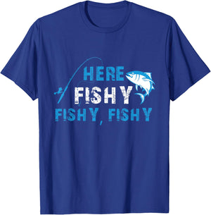 Funny Fisherman HereFishyFishyFishy Fishing T-Shirt - T-Shirt | Royal