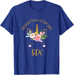 Kids Unicorn 6th Birthday Shirt, Golden Birthday Girl Outfit T-Shirt - T-Shirt | Royal