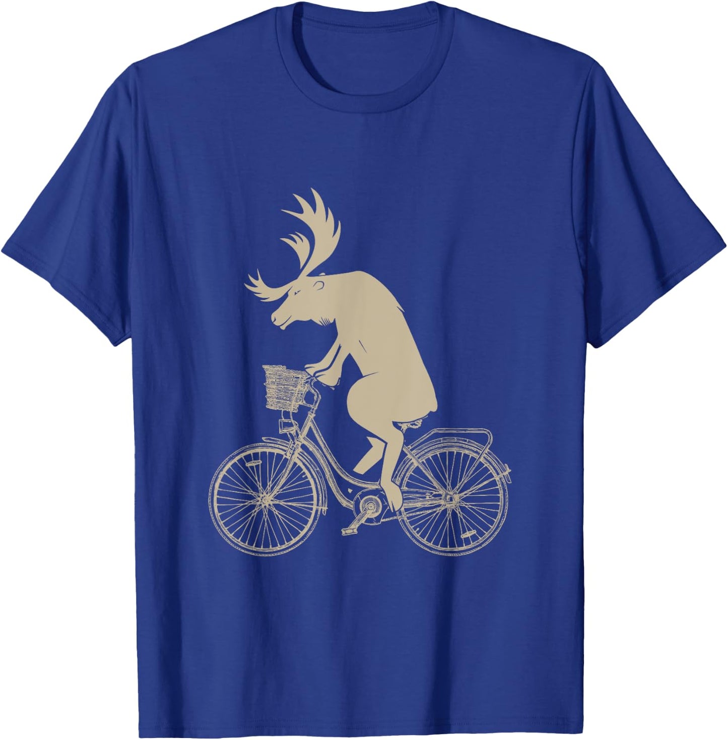Funny Elk Riding a Cycle Animal Lover Gift T-Shirt - T-Shirt | Royal