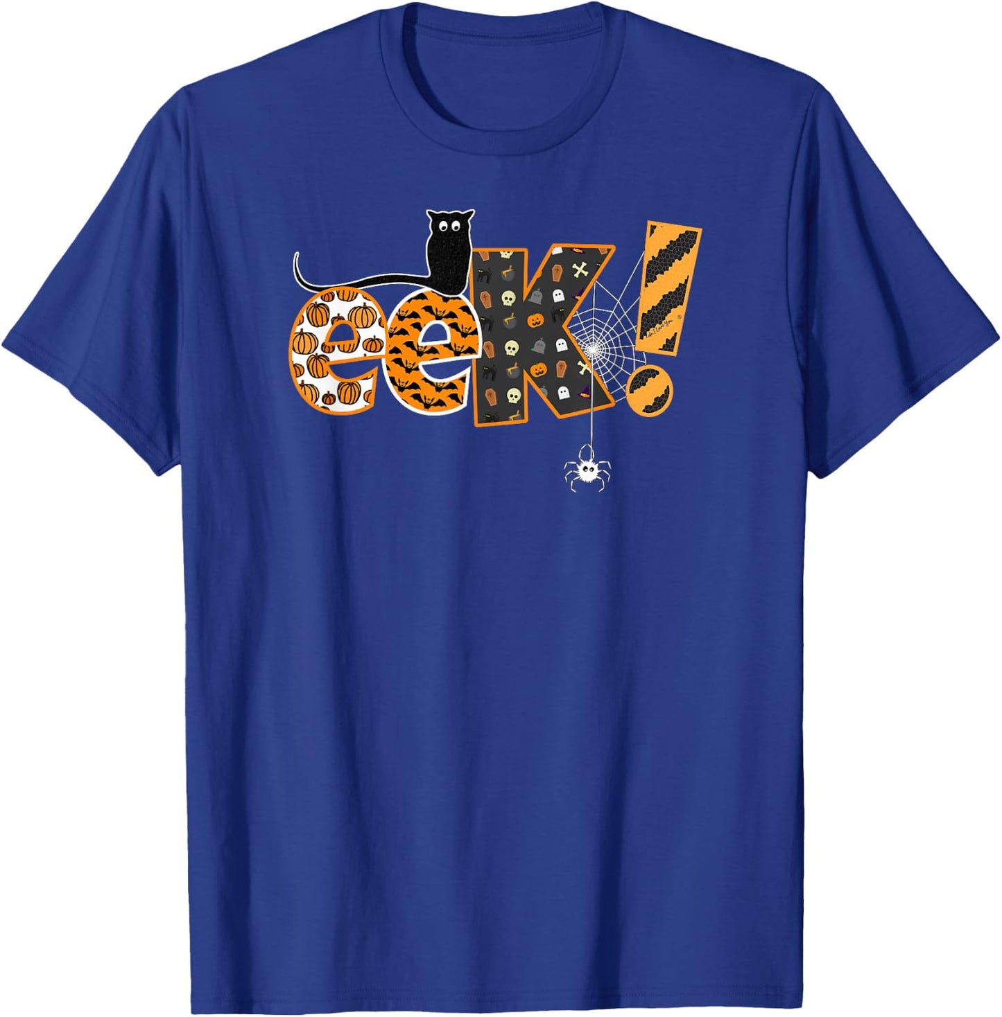 Boo Halloween EEK! Design with Funny Cat and Spider Women Kids T-Shirt - T-Shirt | Royal