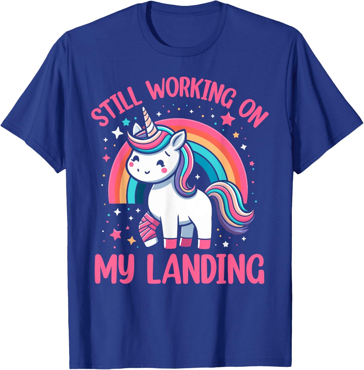 Still Working On My Landing Injury Broken Arm Cute Unicorn T-Shirt - T-Shirt | Royal
