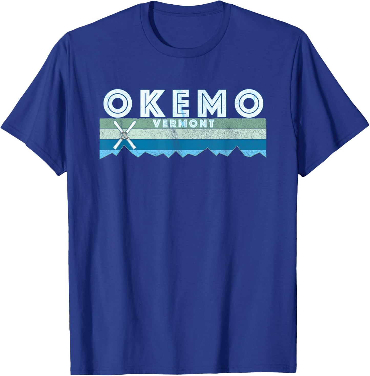 Vintage Okemo Vermont Ski Retro - Blue, , Short Sleeve, , Small T-Shirt - T-Shirt | Royal