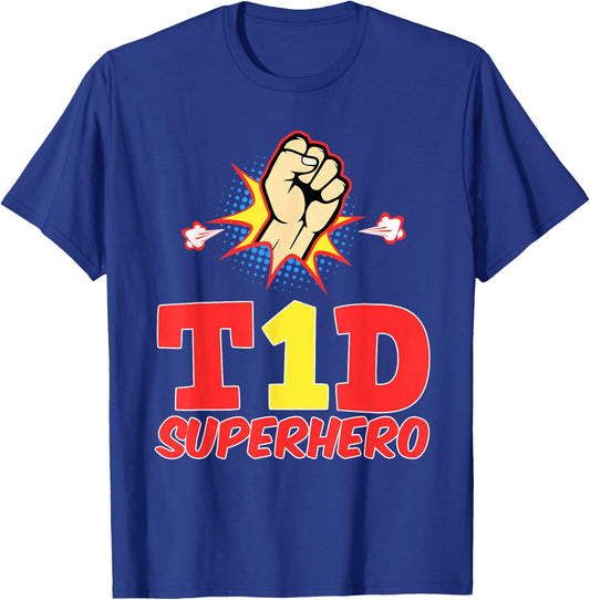 T1D SUPERHERO - Type 1 Diabetes Funny Clothing T-Shirt - T-Shirt | Royal