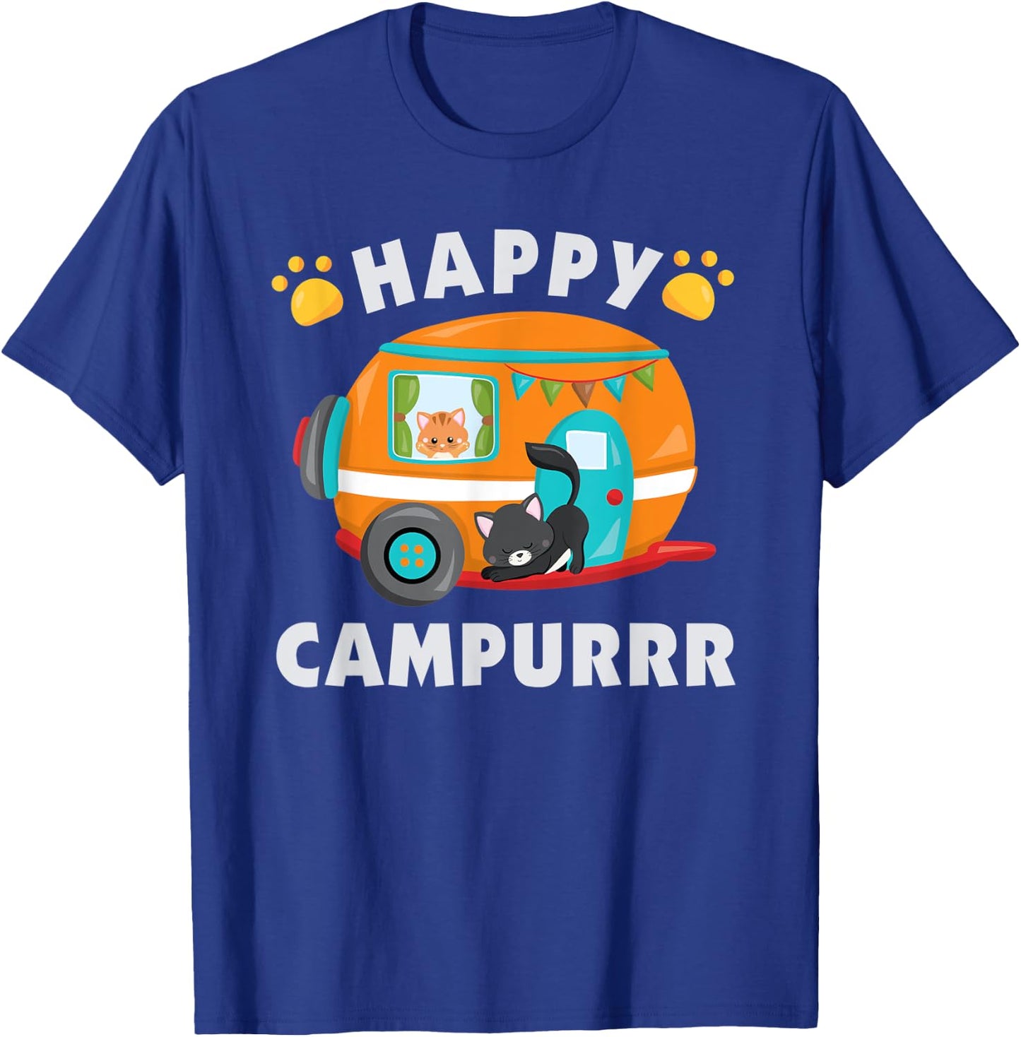 Funny Camping With Cats Kitty Fisherman Camper Gift T-Shirt - T-Shirt | Royal