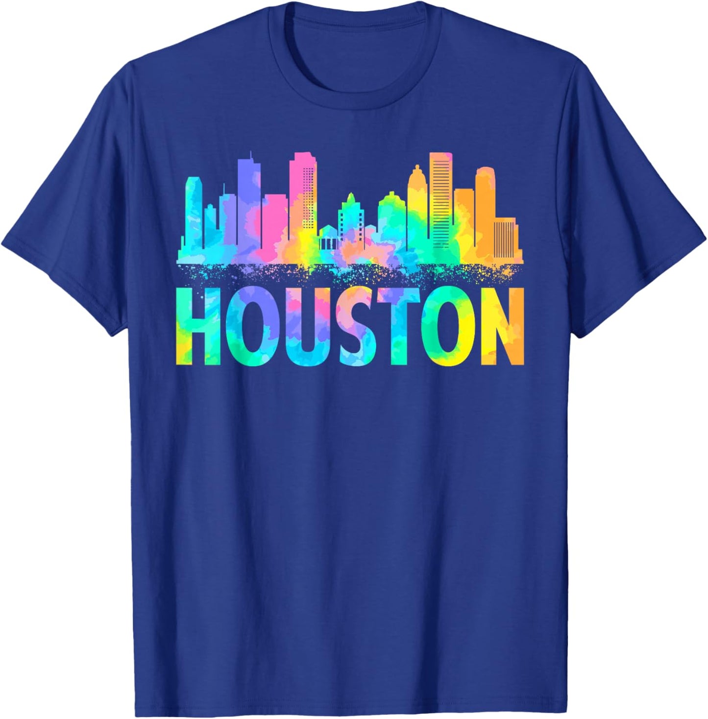 Retro Houston City Tie Dye Happy Texas Independence Day T-Shirt - T-Shirt | Royal