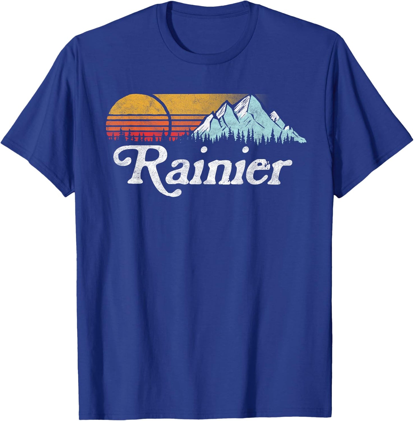 Retro Vibe Mount Rainier Vintage Mountains & Sun T-Shirt - T-Shirt | Royal