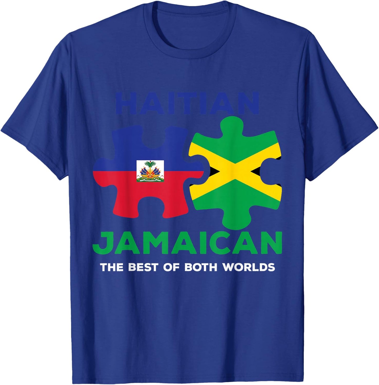 Haiti Jamaica Haitian Jamaican Ayiti Flag Day Combo Puzzle T-Shirt - T-Shirt | Royal