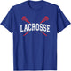 Lacrosse Shirt Red Crossed Sticks for youth or adult T-Shirt - T-Shirt | Royal