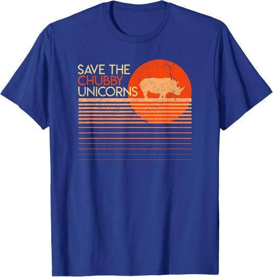 Save The Chubby Unicorns Shirt. Retro Style Rhino T-Shirt - T-Shirt | Royal