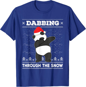 Dabbing Through The Snow Panda Bear Santa Claus Christmas T-Shirt - T-Shirt | Royal