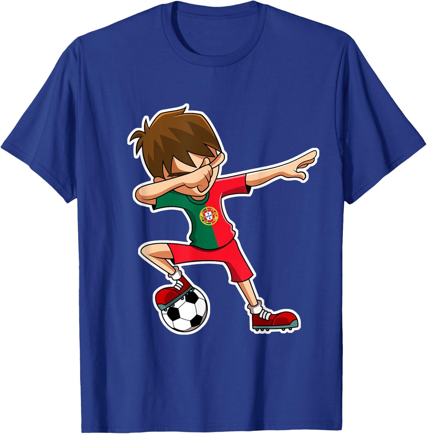 Dabbing Soccer Boy Portugal Jersey Portuguese Kids Dab Gift T-Shirt - T-Shirt | Royal