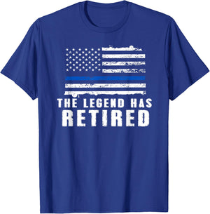 The Legend Has Retired - Blue Line Officer Retirement Gift T-Shirt - T-Shirt | Royal