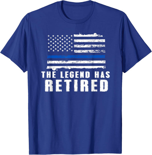 The Legend Has Retired - Blue Line Officer Retirement Gift T-Shirt - T-Shirt | Royal