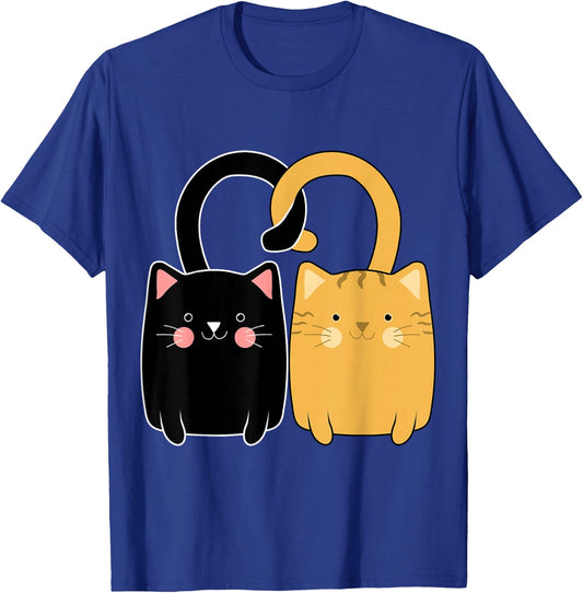Black and Orange Cat Valentine Ginger Cat Valentine's Day T-Shirt - T-Shirt | Royal