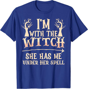 I'm With The Witch She Has Me Under Her Spell - Halloween T-Shirt - T-Shirt | Royal
