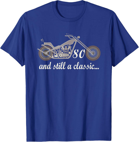 80th Birthday Motorcycle 80 Year Old Vintage T-Shirt - T-Shirt | Royal