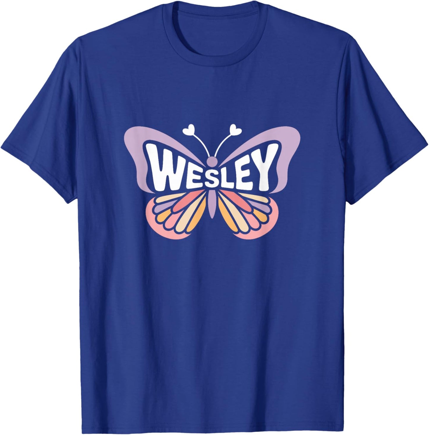 Wesley Butterfly - Personalized Cute Name Word Art T-Shirt - T-Shirt | Royal