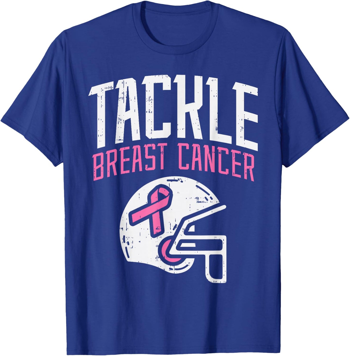 Tackle Breast Cancer Football Breast Cancer Awareness Gift T-Shirt - T-Shirt | Royal