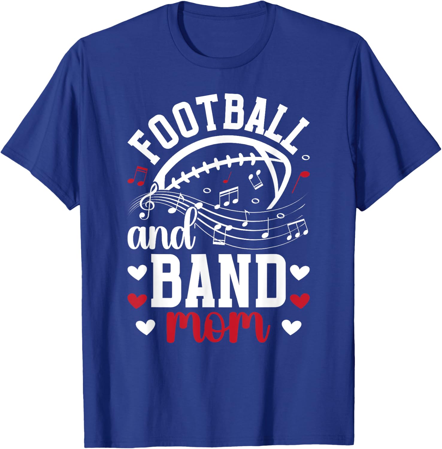 Football And Band Mom Marching Band And Football Mama T-Shirt - T-Shirt | Royal