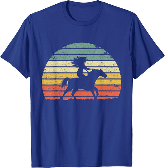 Girl Horse Riding Shirt Vintage Cowgirl Texas Ranch T-Shirt - T-Shirt | Royal
